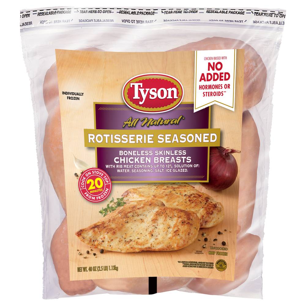 Tyson All Natural Rotisserie Seasoned Boneless Skinless Chicken Breasts (2.5 lbs)