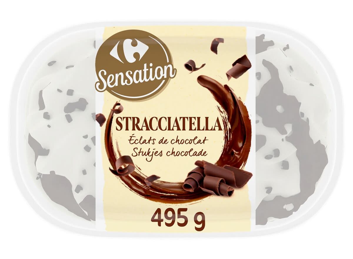 Carrefour Sensation Stracciatella Glace Saveur Crème 495 g