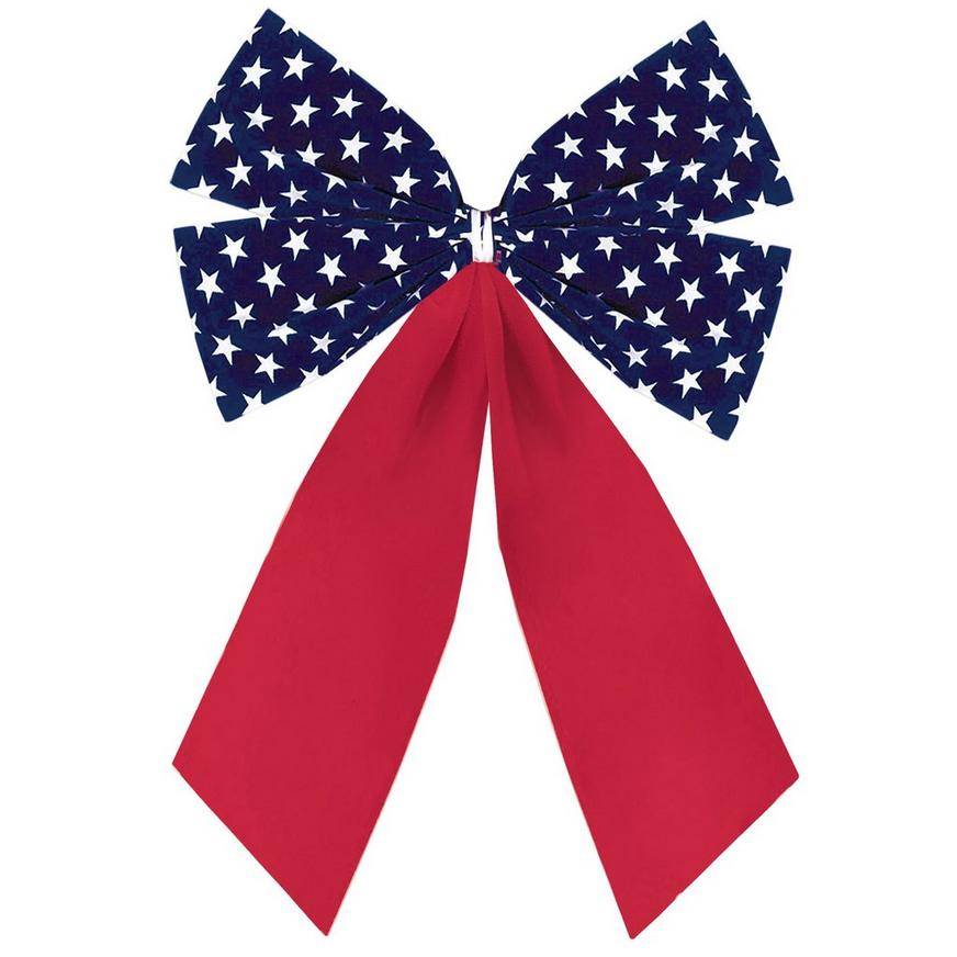 Party City Patriotic Flocked Bow (7in x 10in/red/white/blue)