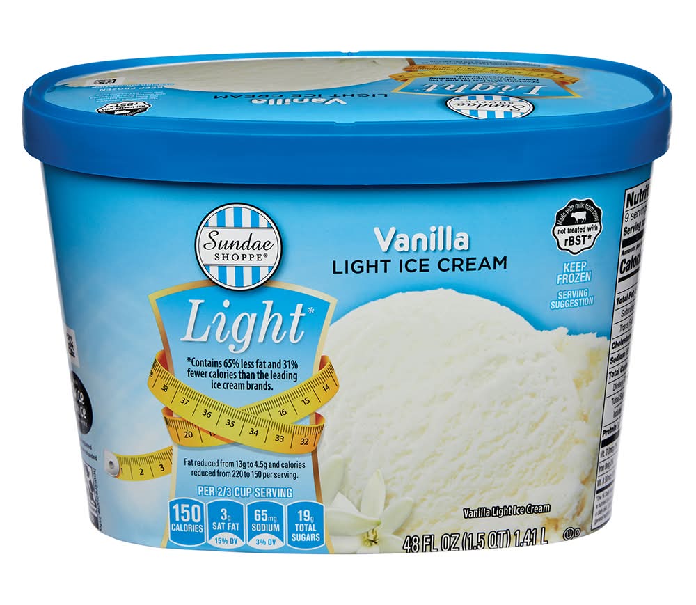 Sundae Shoppe Low Fat Light Ice Cream, Vanilla (48 fl oz)