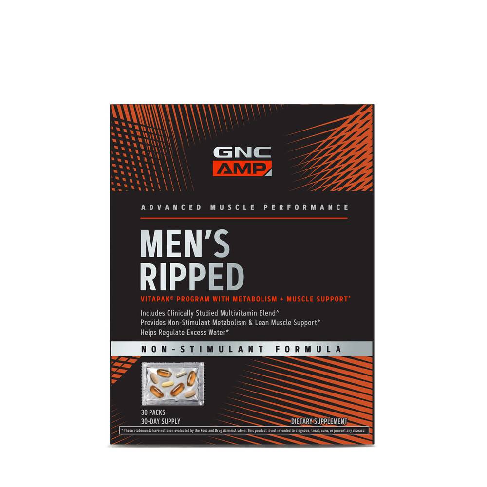 Gnc Amp Men's Ripped Vitapak Program Non-Stimulant Formula (30 ct)