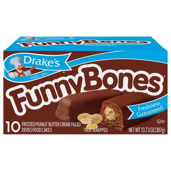 Drake's Funny Bones Frosted Peanut Butter Creme Filled Cakes (10 ct)