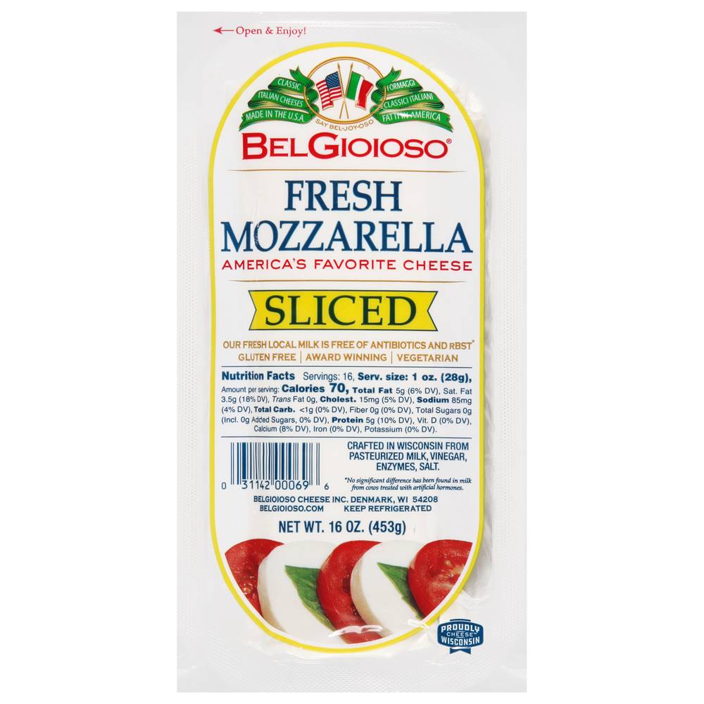 Belgioioso Sliced Fresh Mozzarella Cheese