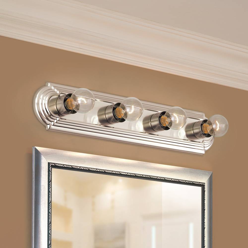 Project Source 24-in 4-Light Brushed Nickel Traditional Vanity Light Bar | FV05-003BST