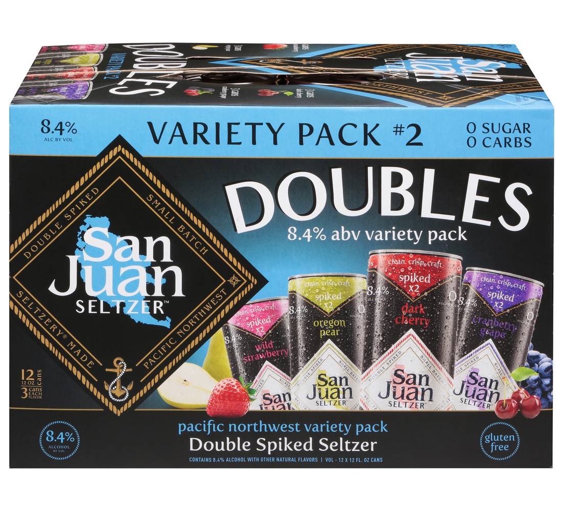 San Juan Seltzer Double Spiked Pacific Northwest Seltzer, Assorted (12 x 12 fl oz)
