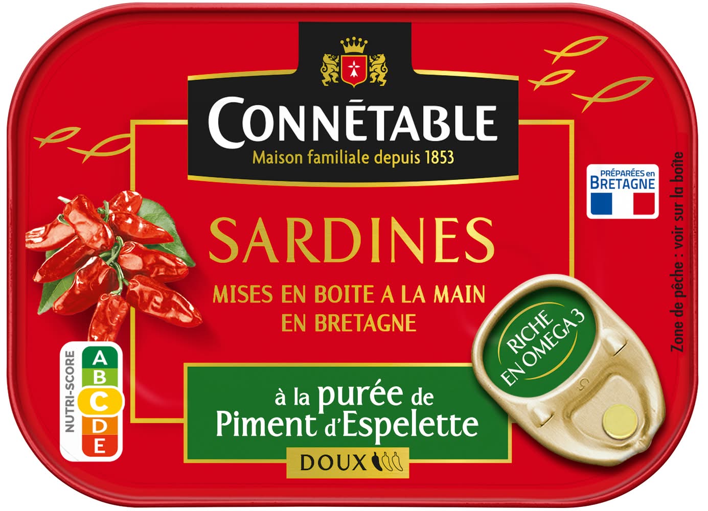 Connétable - Sardines à l'huile d'olive vierge extra et au piment d'espelette (115g)