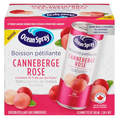 Ocean spray boisson pétillante (6 pièces, 340 ml) (canneberge rose) - ocean spray sparkling cranberry juice, pink cranberry (6 x 340 ml)