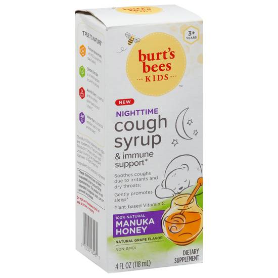 Burt's Bees Kids 3+ Years Nighttime Manuka Honey Natural Grape Cough Syrup