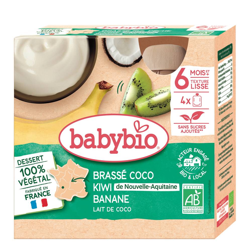 Babybio - Brassé coco kiwi de nouvelle aquitaine banane (340g)