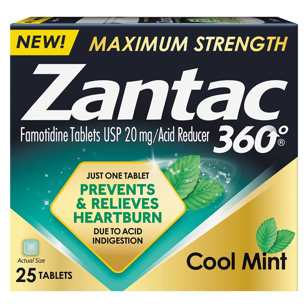 Zantac 360 Strength 20 mg Cool Mint Tablets Acid Reducer (0.53 oz)