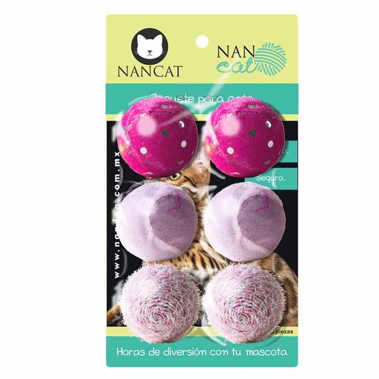 Nancat esferas de tela para gato (blister 6 piezas)