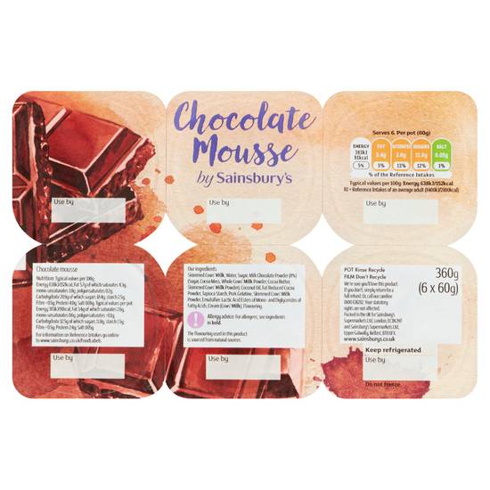 Sainsbury's Mousse Chocolate 6x60g