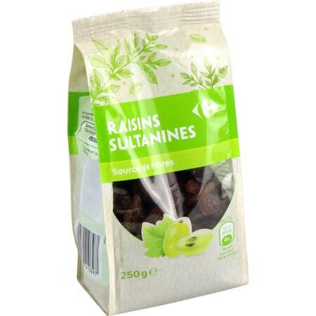 Fruits secs raisins sultanines CARREFOUR - le sachet de 250g
