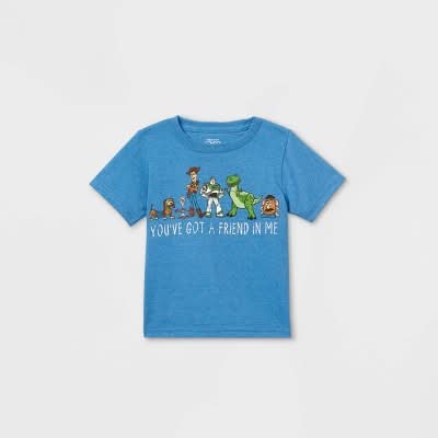 Toy Story Toddler Boys Friend in Me Short Sleeve Graphic T Shirt, 2T, Blue