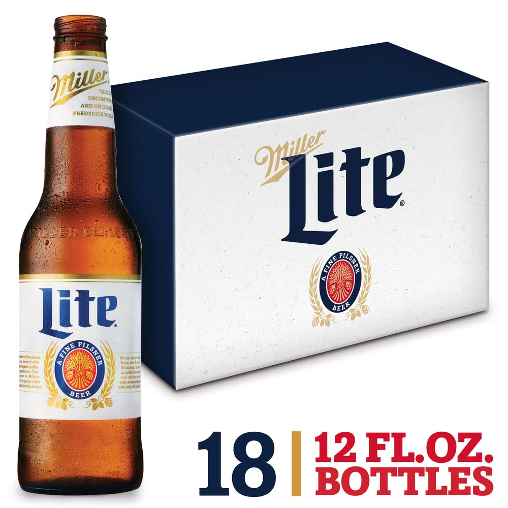 Miller Lite American Style Pilsner Light Lager Beer (18 x 12 fl oz)