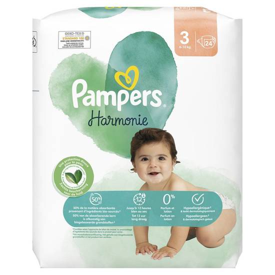 Couches harmonie taille 3, 6kg à 10kg Pampers x24