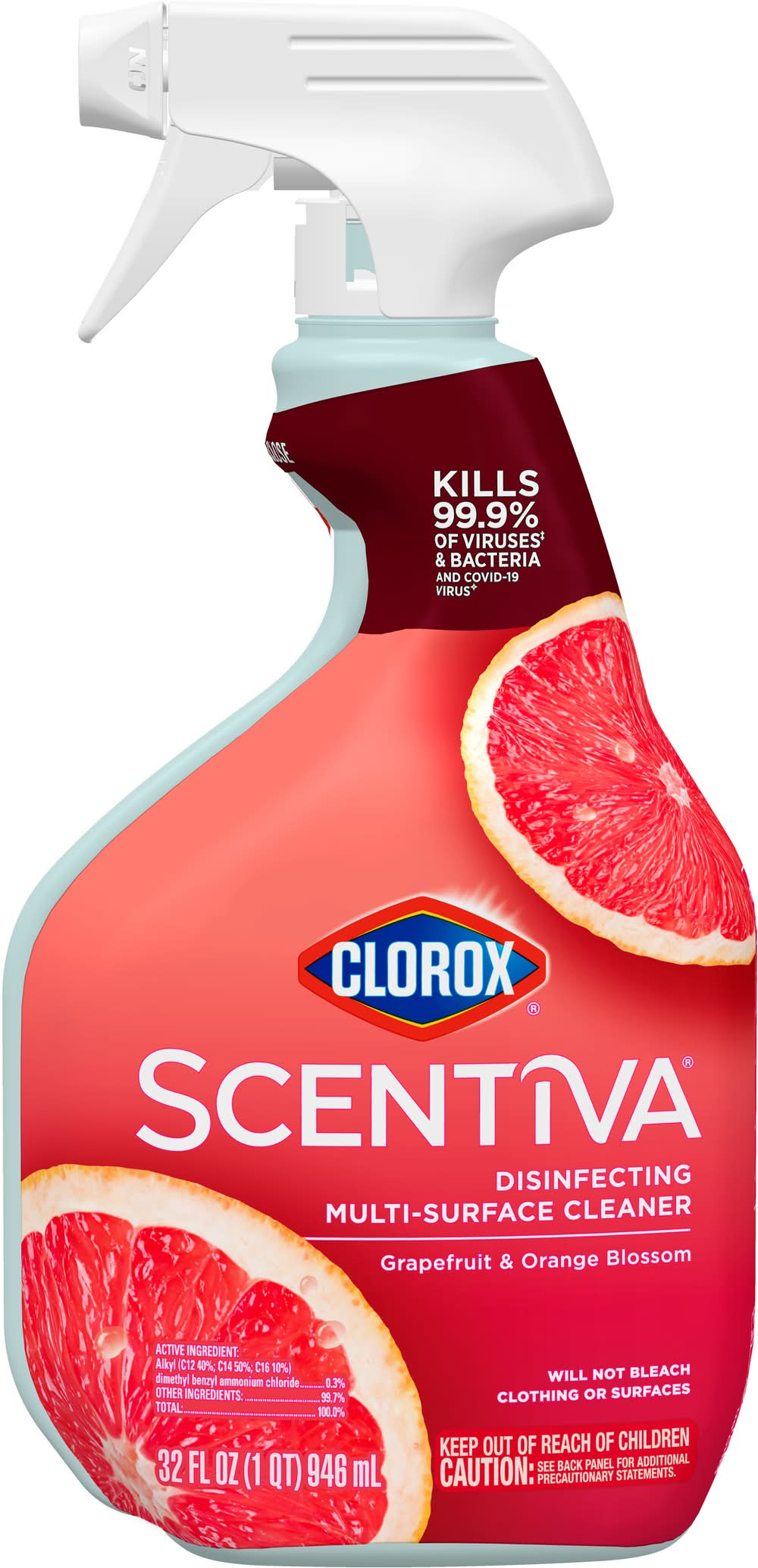 Clorox Scentiva Disinfecting Multi-Surface Cleaner, Grapefruit-Orange Blossom (32 fl oz)