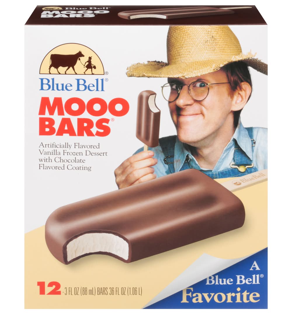 Blue Bell Mooo Bars, Vanilla-Chocolate (12 x 3 fl oz)