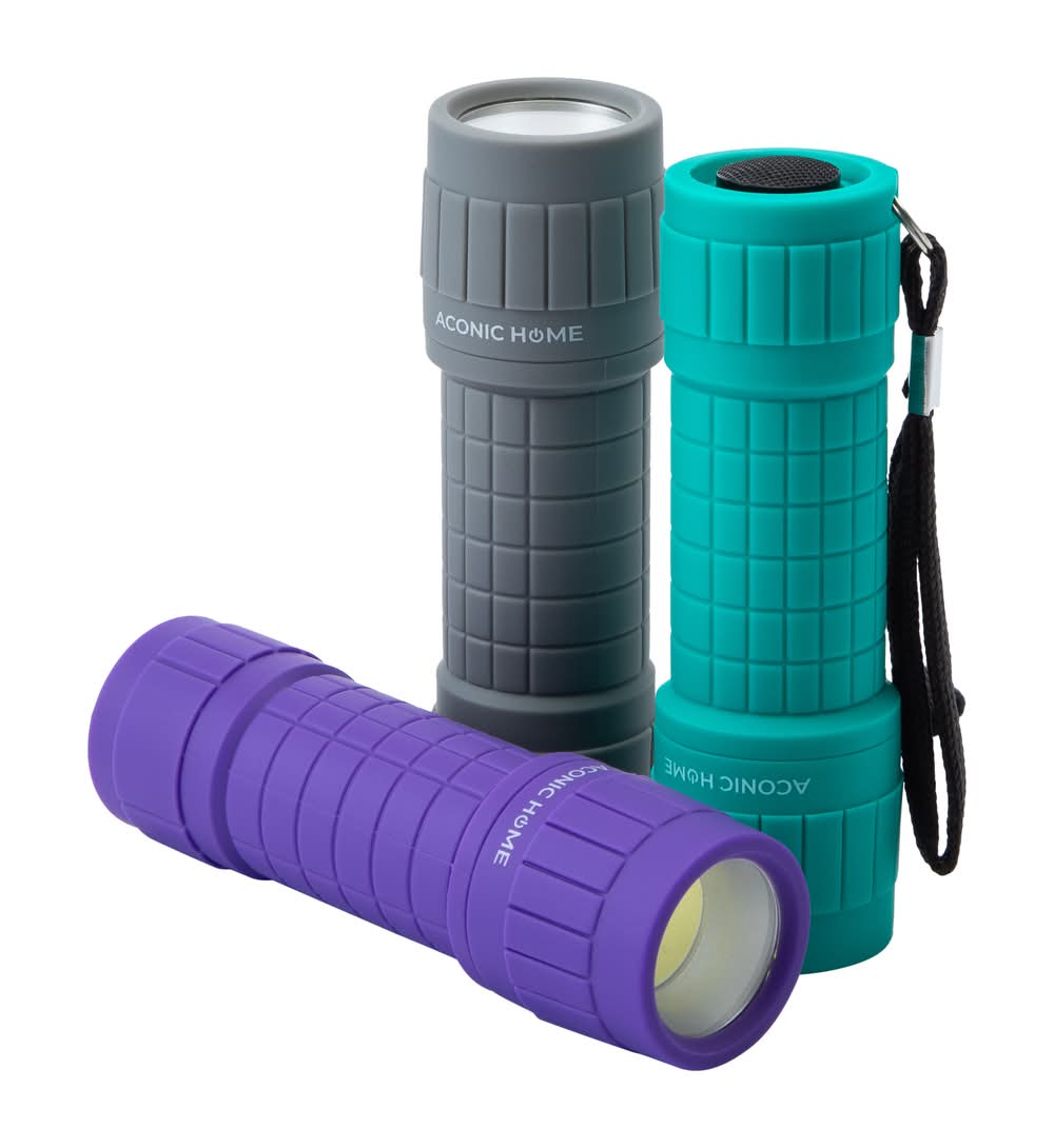 Aconic Home Ultra Bright Flashlights 3-Pack Gray