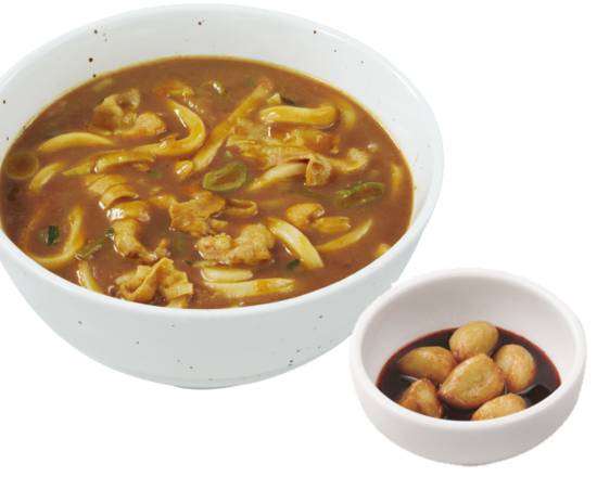旨��辛にんにくカレーうどん Curry udon with delicious and spicy garlic