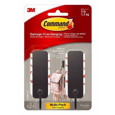 Command Medium Designer Hooks, Matte Black (2 ct)