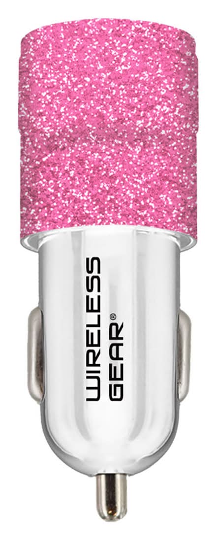Wireless Gear Dual Usb-C And Usb-A Car Charger Glitter Pink