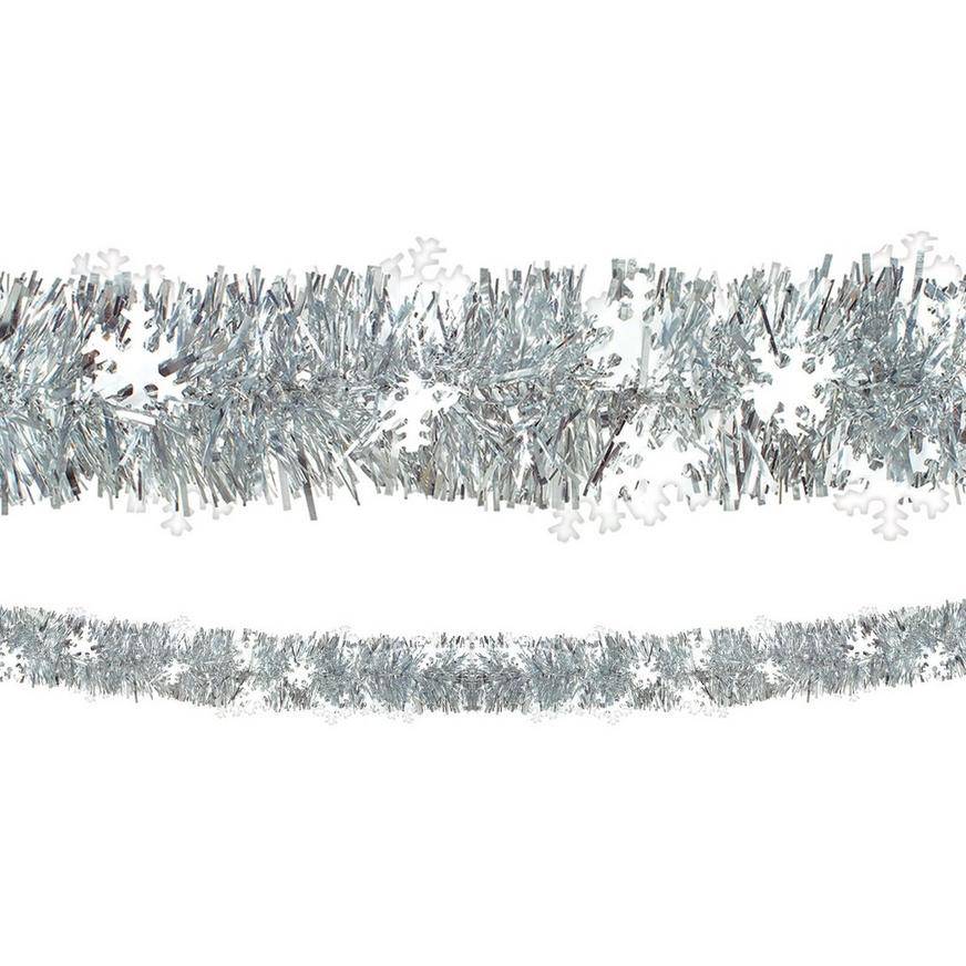 Snowflake Holiday Tinsel Boa Garland, 9ft