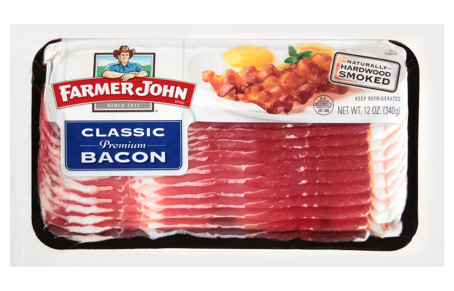 Farmer John Classic Premium Bacon, Hardwood Smoked (12 oz)