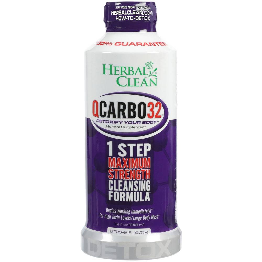 Herbal Clean Qcarbo32 With Eliminex Plus - 1 Step Maximum Strength Liquid Cleansing Formula (grape)