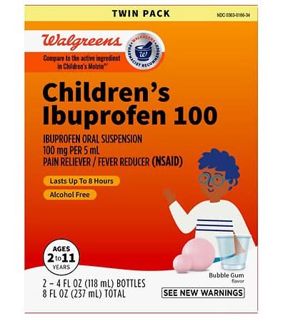 Walgreens Children's Ibuprofen Oral Suspension 100 mg Bubble Gum (8 oz)