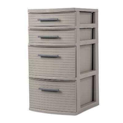 Brightroom 4 Drawer Weave Tower, Dark Gray