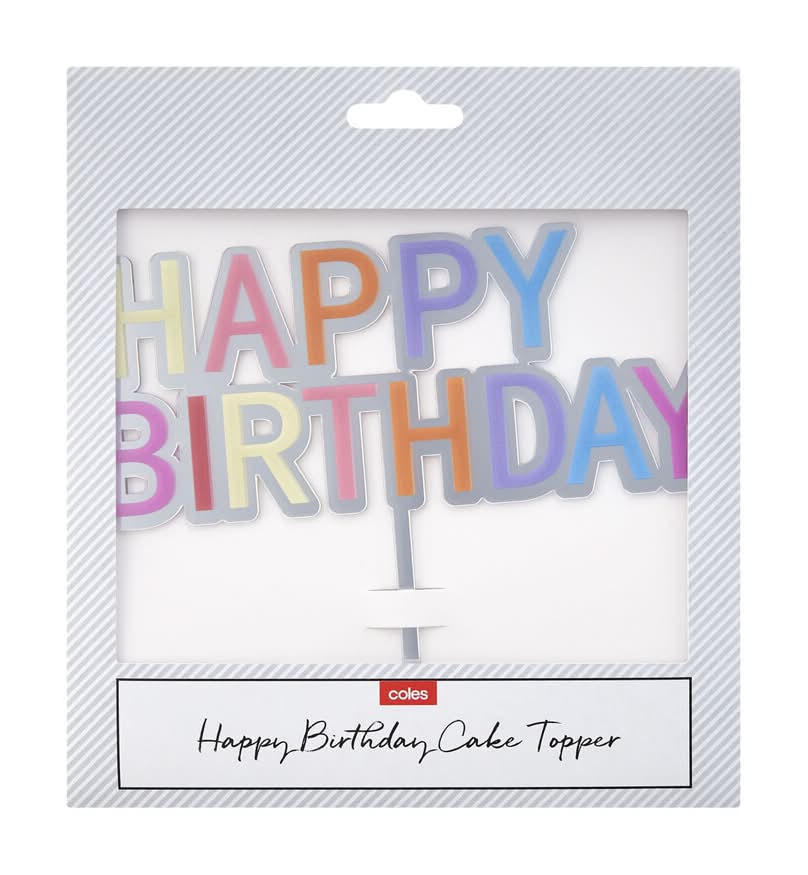 Coles Happy Birthday Cake Topper 1 each
