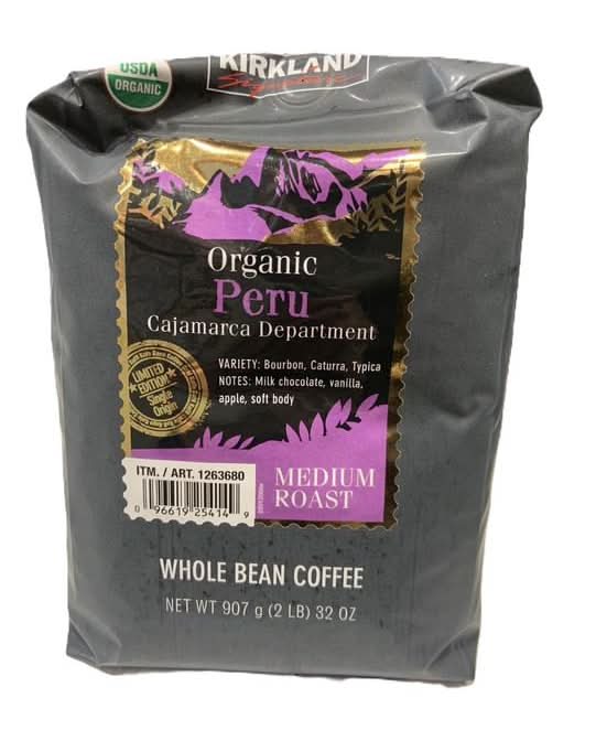 KIRKLAND SIGNATURE シングルオリジン オーガニックコーヒー豆 ペルー ミディアムロースト 907g