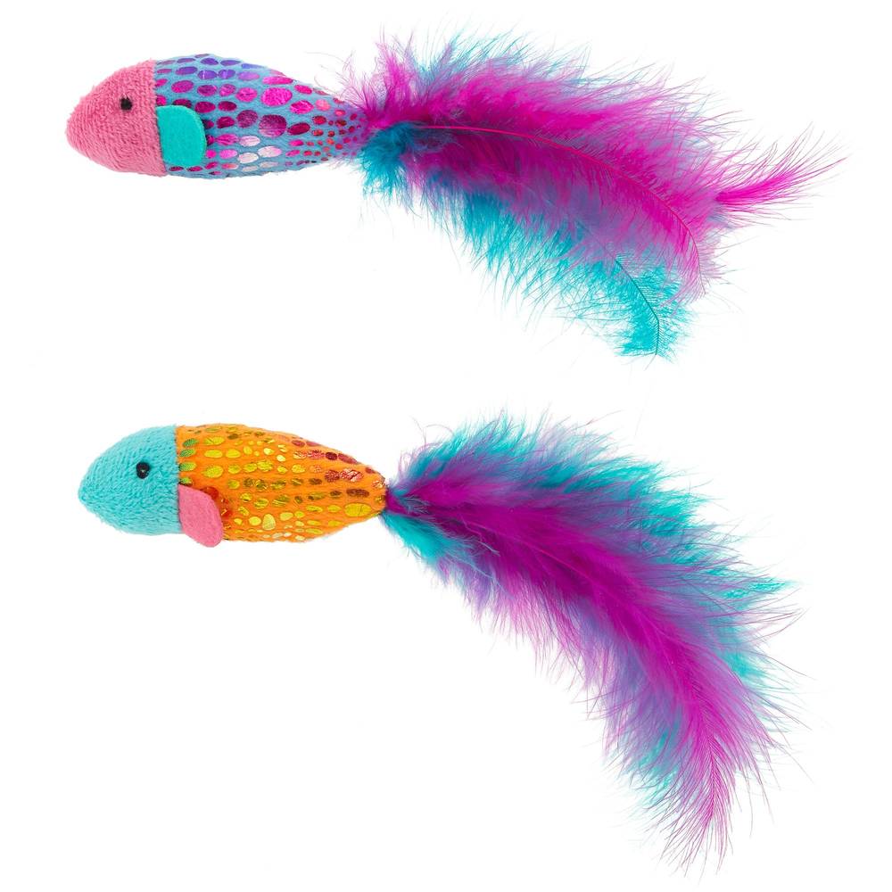 Whisker City Sparkle Fish & Feathers Cat Toys (2 ct)