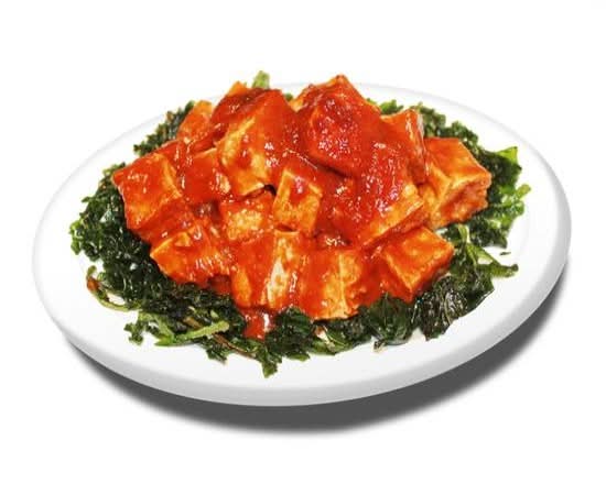 56b. Tofu avec sauce de beurre d'arachide et riz / Tofu with Peanut Butter Sauce and rice / 花生酱豆腐饭