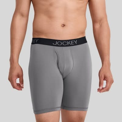 Jockey Generation Micro Stretch Long Leg Boxer Briefs, Men, L, Black-Gray (3 ct)