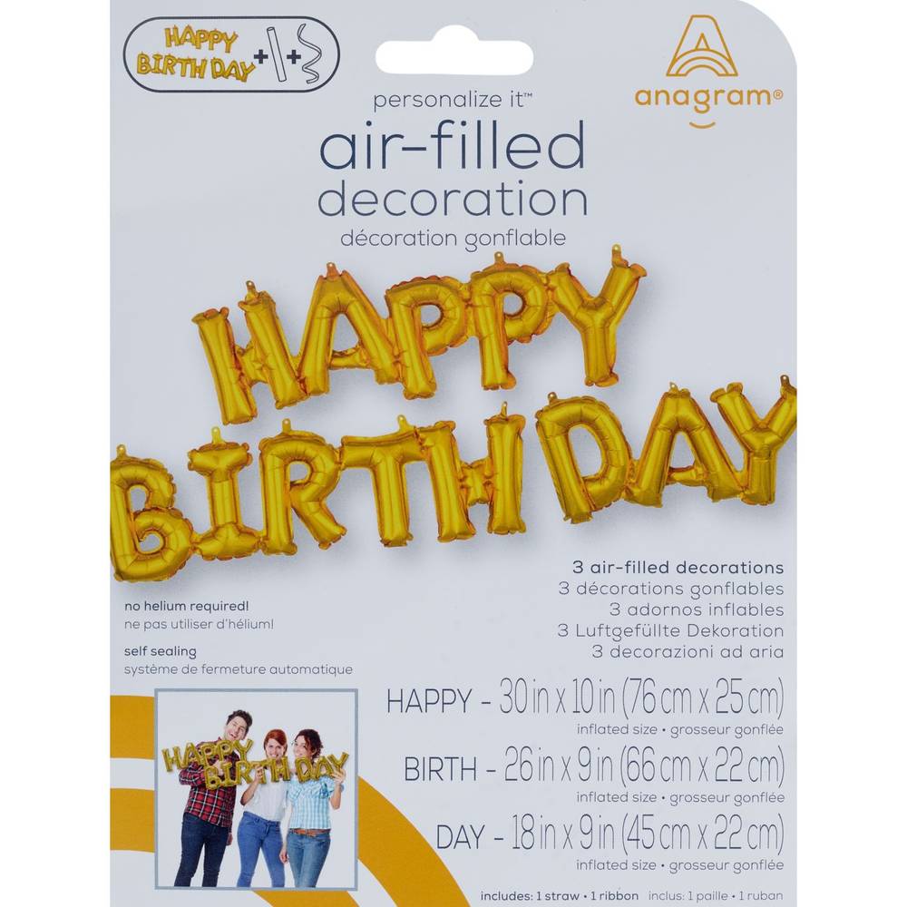 Anagram Air Birthday Balloon, Gold