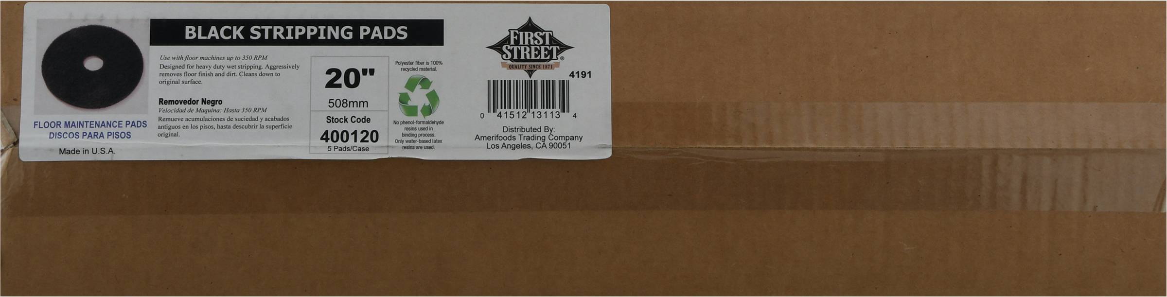 First Street Floor Maintenance Pads, 20 in, Black (5 ct)