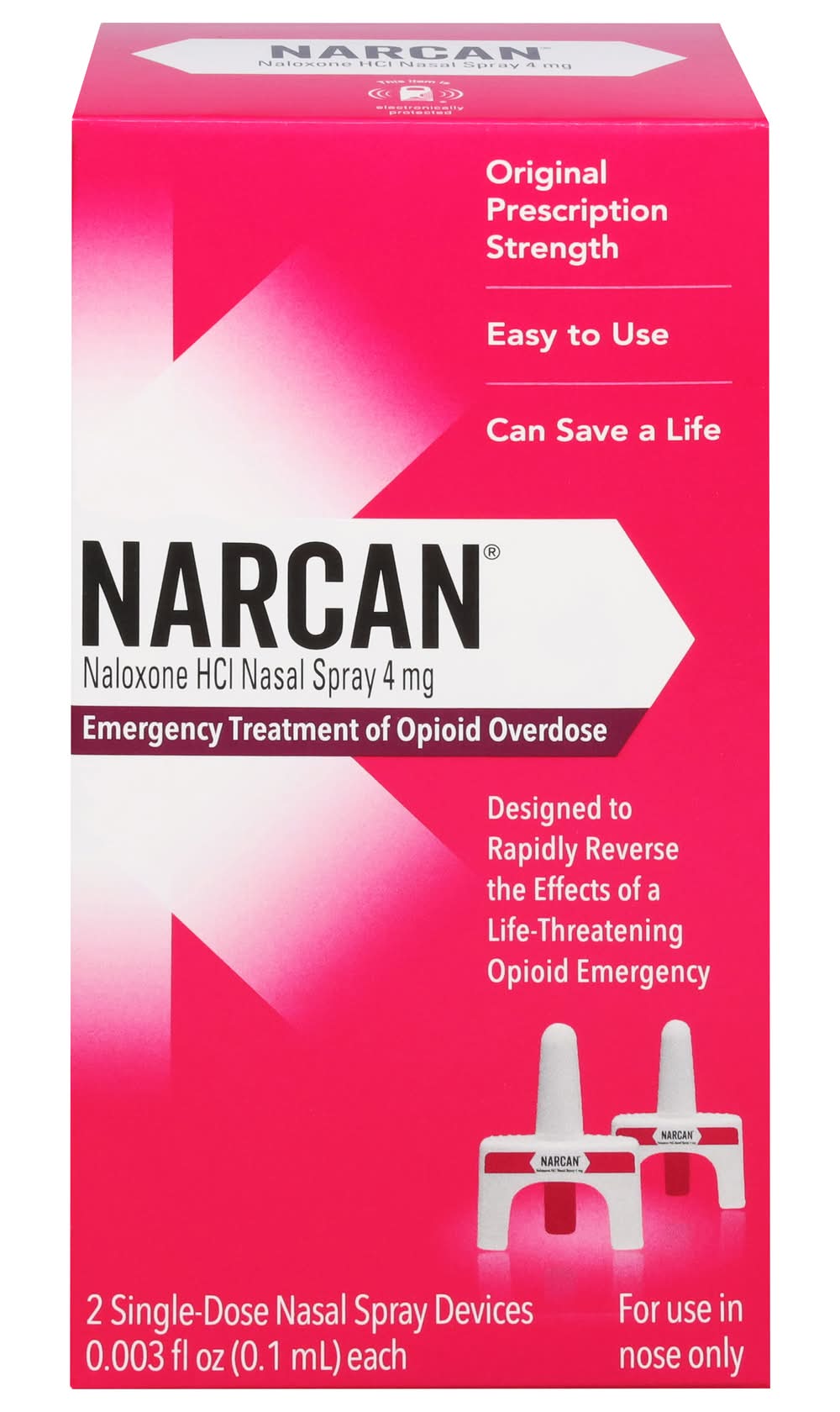 NARCAN Naloxone Hcl Nasal Spray 4 mg (0.1 ml, 2 ct)