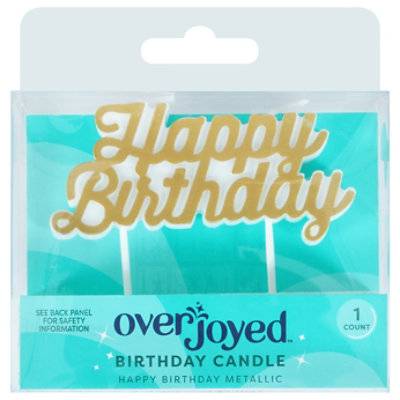 Overjoyed Happy Birthday Metallic Candle