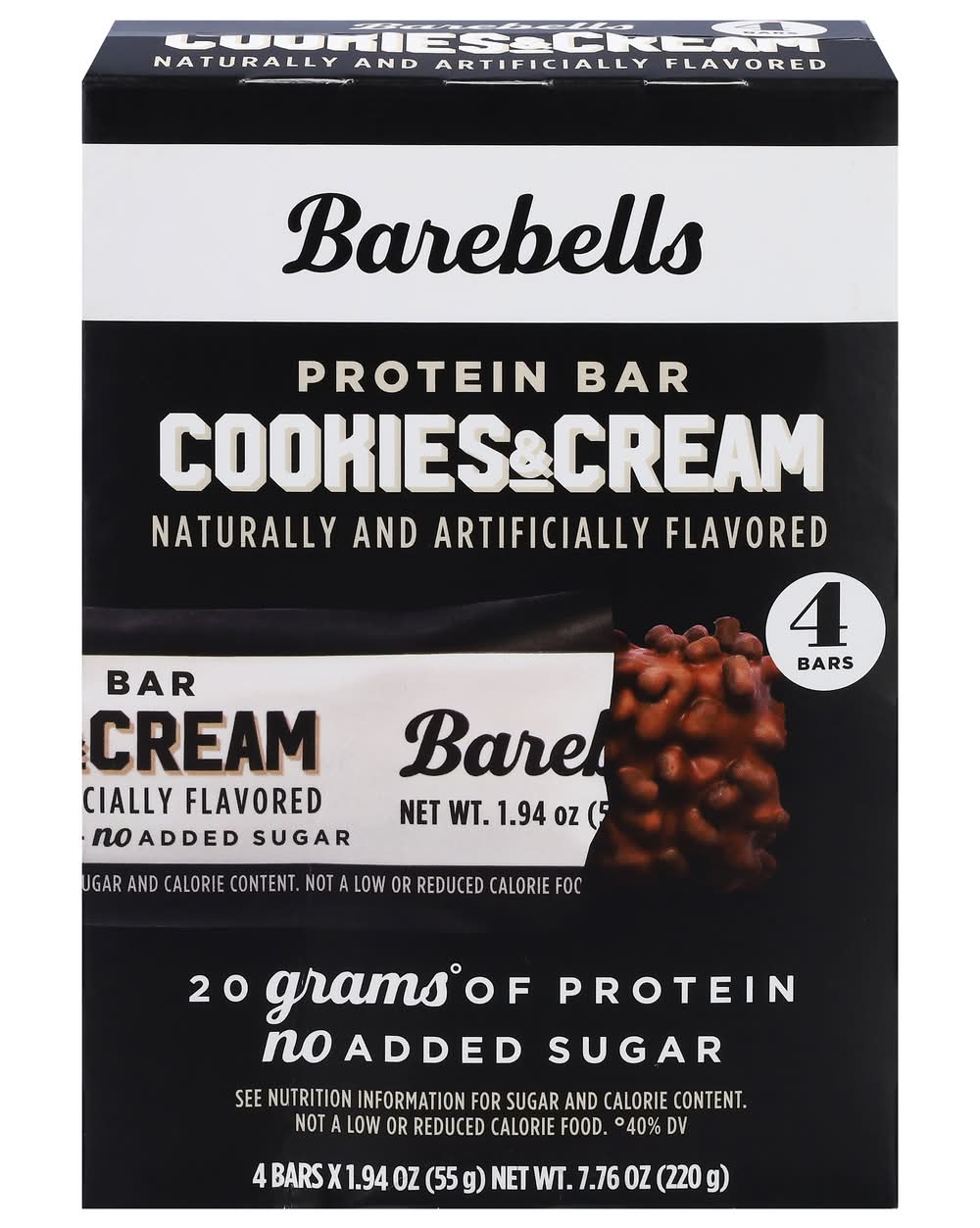 Barebells Flavored Protein Bars, Cookies & Cream (4 x 1.94 oz)