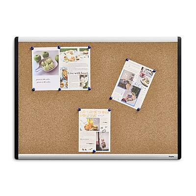 Staples Durable Cork Bulletin Board With Frame, Black-Silver