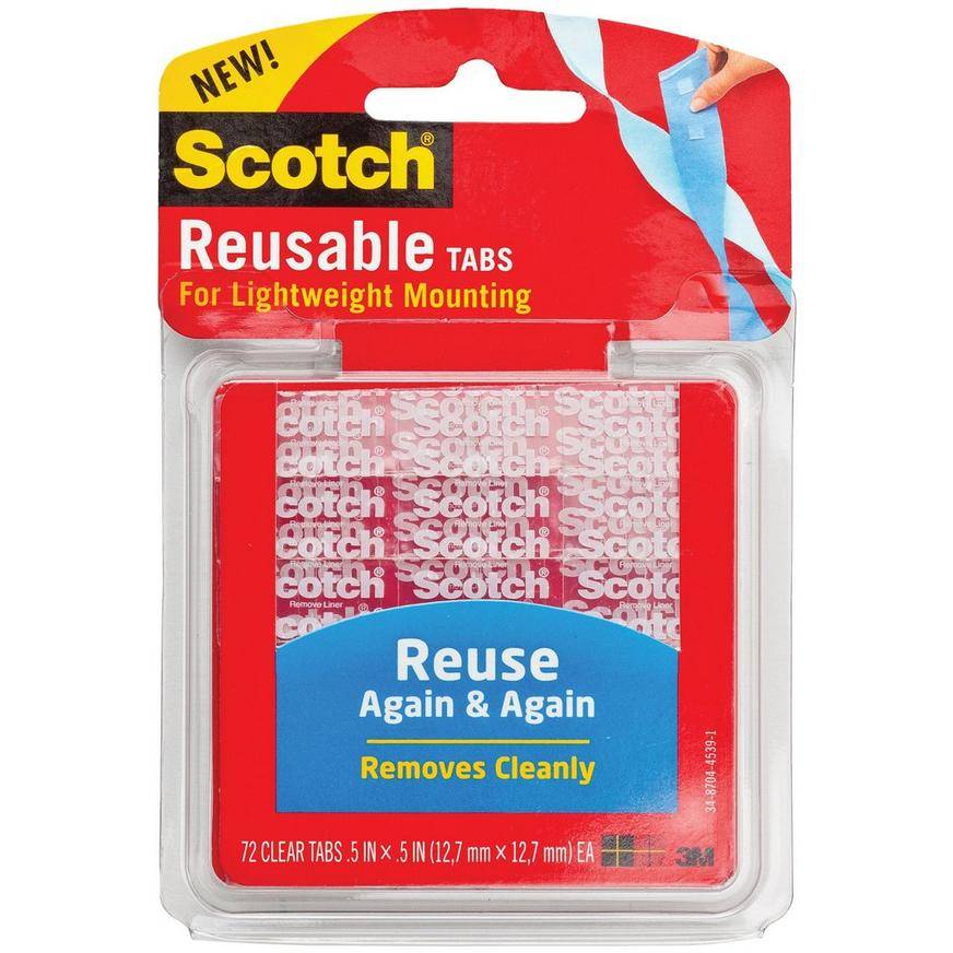 Scotch Restickable Removable Adhesive Tabs 1/2" X 1/2" Clear