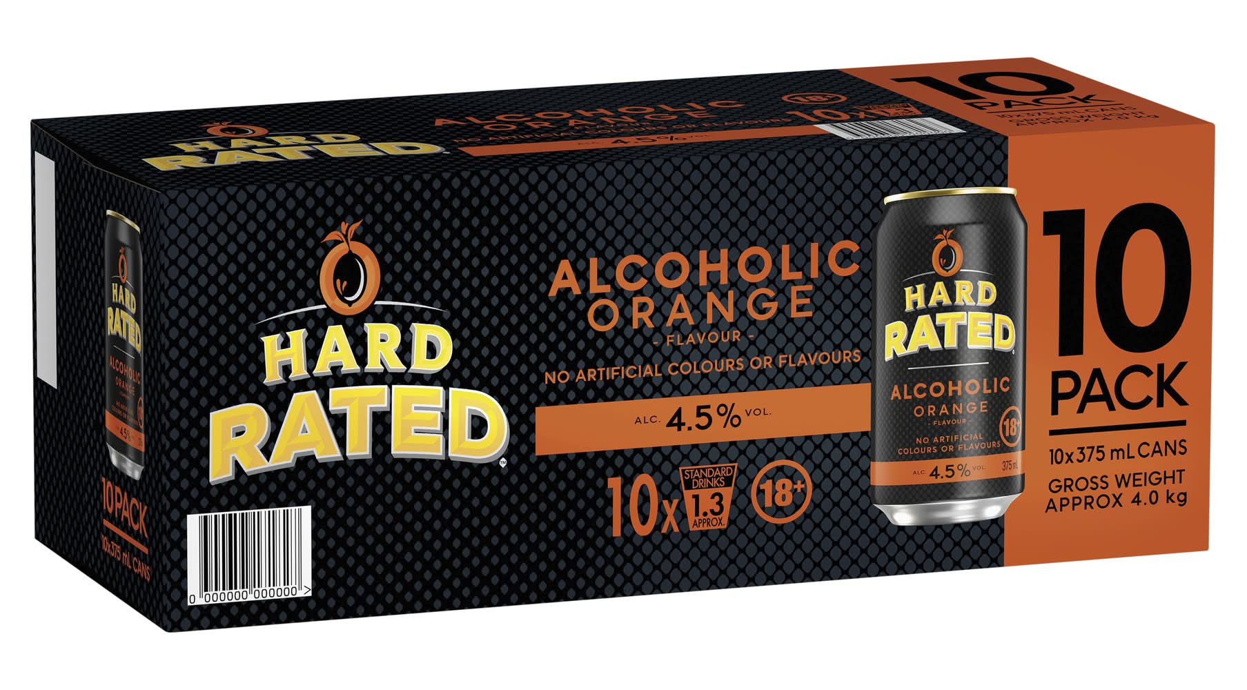Hard Rated Orange Can 375mL 10pk X 10 Pack
