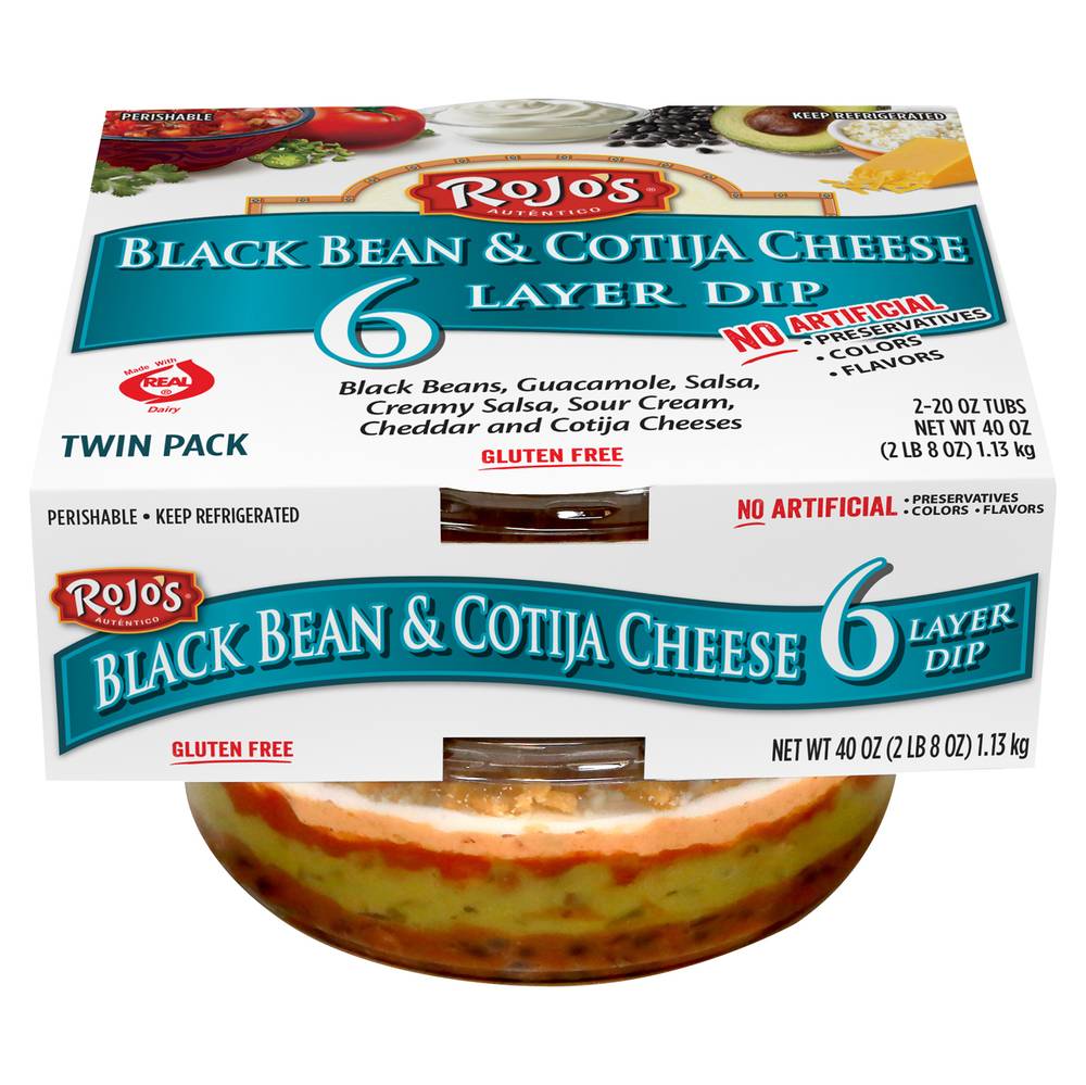 Rojo's 6 Layer Dip, Black Bean-Cotija Cheese (20 oz, 2 ct)