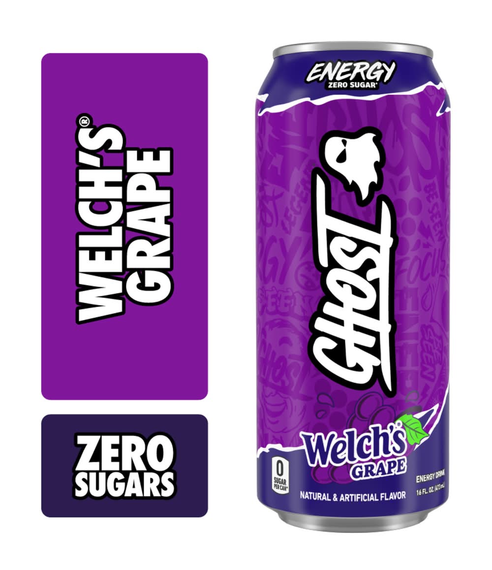 Ghost Zero Sugar Energy Drink, Welch’s Grape (16 fl oz)