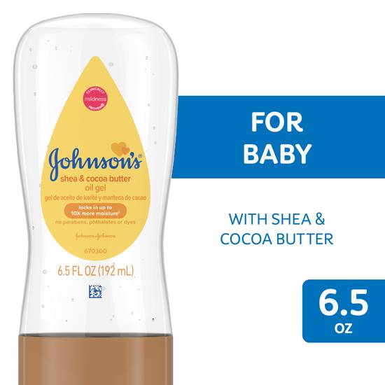Johnson's Baby Oil Gel with Shea & Cocoa Butter, Nourishes, 6.5 fl. oz