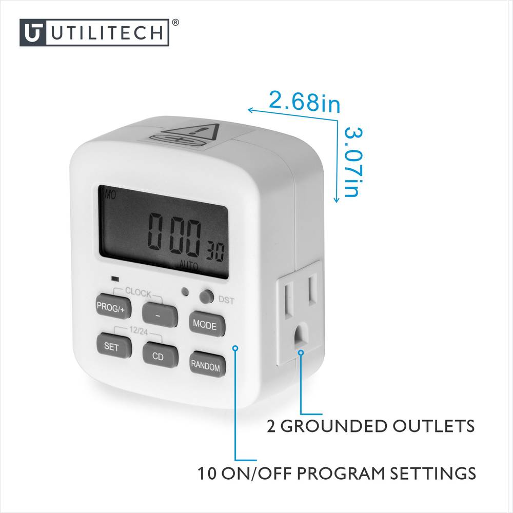Utilitech 15 -Amps 125-volt Indoor 2 -Outlet Countdown Digital Lighting Timer | LTS-T30