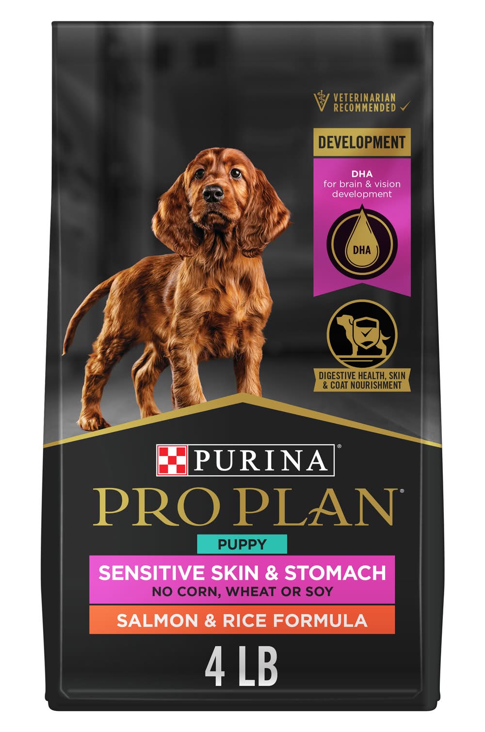 Purina Pro Plan Sensitive Skin & Stomach Dry Dog Food, Salmon & Rice Formula, Puppy (4 lbs)