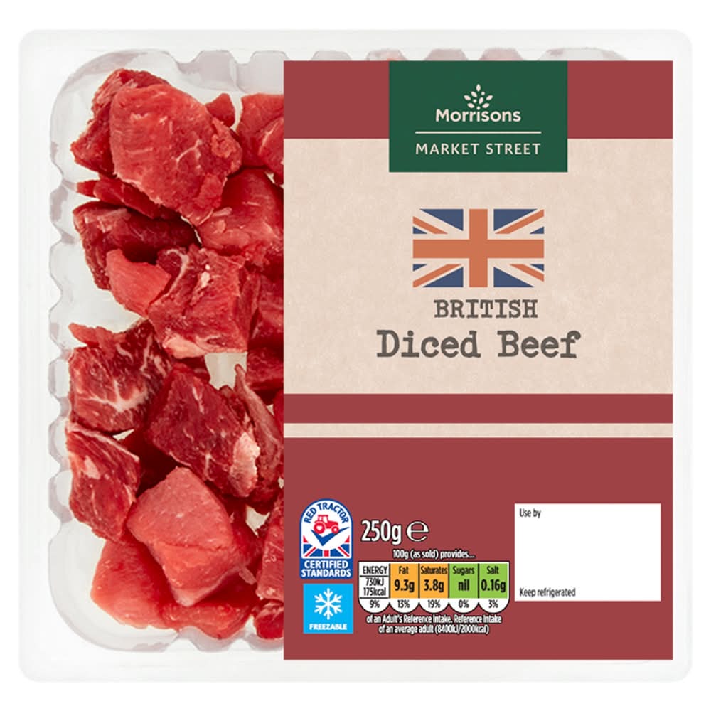 Morrisons British Diced Beef 250g